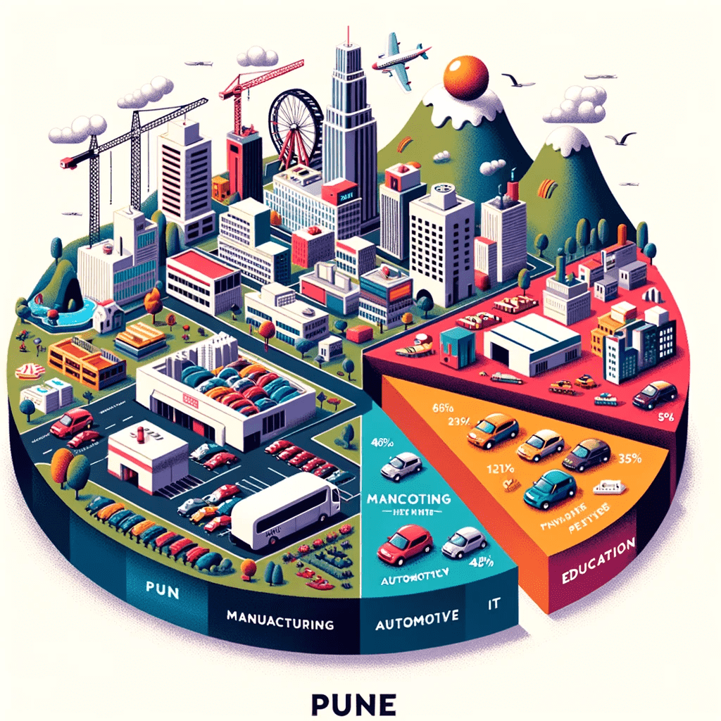 Illustration-of-a-pie-chart-representing-the-economic-distribution-of-different-sectors-within-Punes-SME-landscape-such-as-manufacturing-IT-automo
